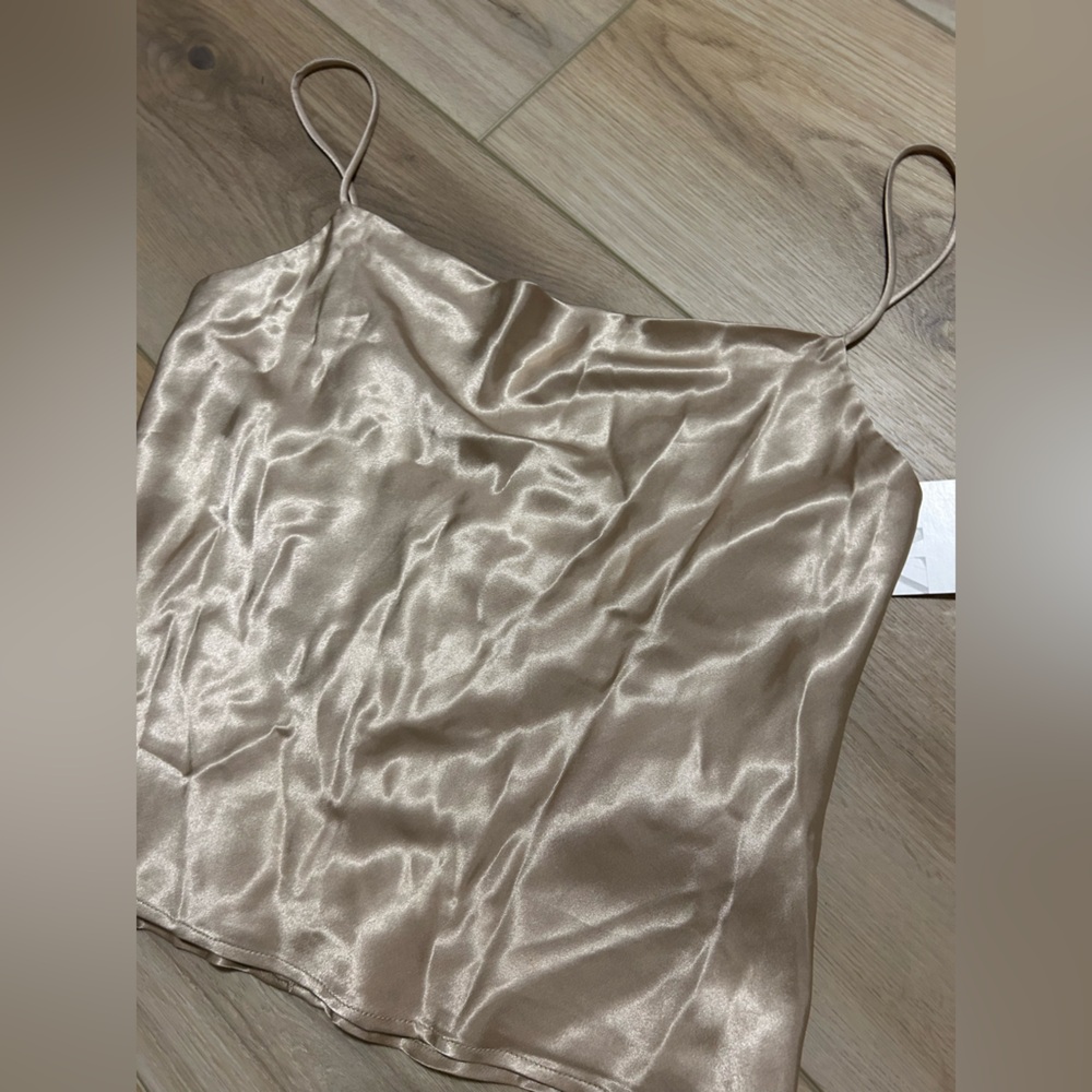 NWT Zara Gold Silky Drape Front Tank - Size M - Picture 5 of 11